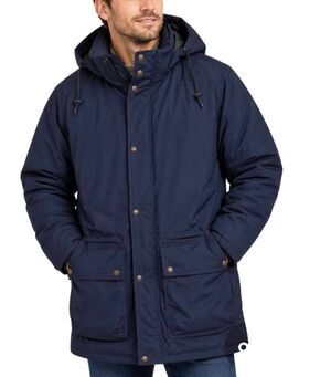 Field & Stream Men's Navy Cotton/Poly Insulated Coat w Detachable Hood